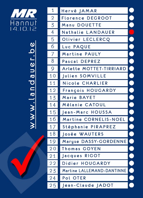 Liste MR Hannut Elections Communales 2012